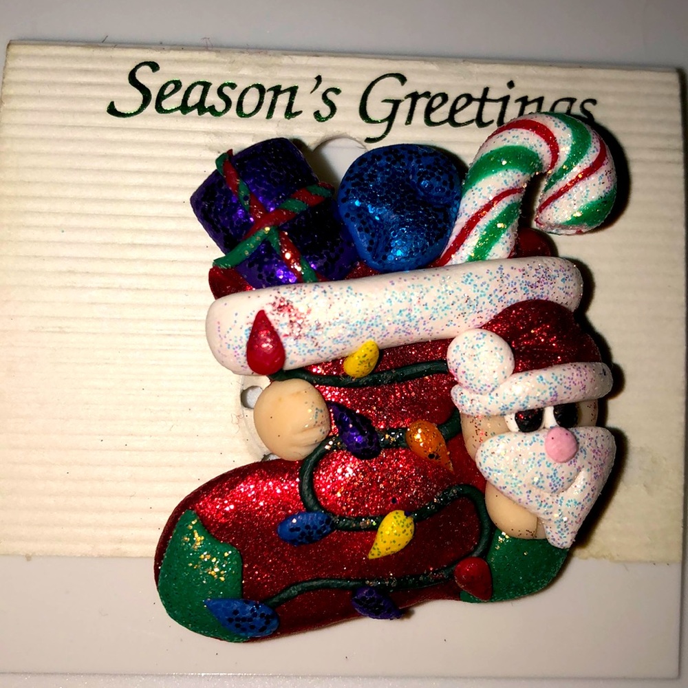 Santa 🎅🏼 Glitter Stocking Pin